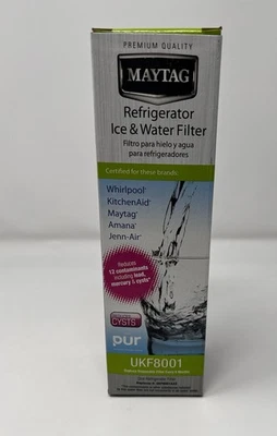 Filtro de hielo y agua genuino Maytag para refrigerador UKF8001 filtro único nuevo/sellado Foto 1 de 4