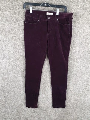 Pantalón de pana Banana Republic ajustado para mujer 29/8 púrpura oscuro tiro medio elástico Foto 1 de 4