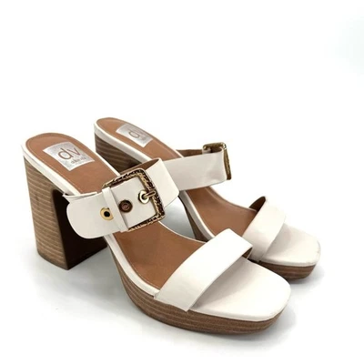 DV by Dolce Vita Dina Women's White Block Double Strap Heel Sandals Size 9 - Image 1 of 4