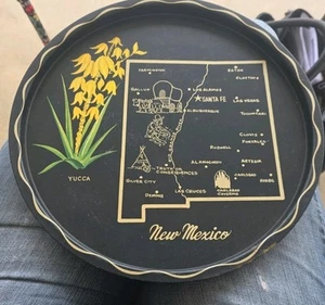 Vintage NEW MEXICO State Black Metal Souvenir Tray   11” wide - Picture 1 of 2