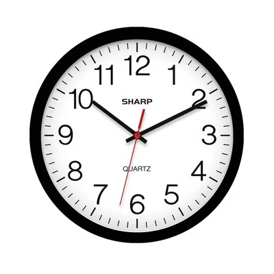 SHARP Wall Clock – Black, Silent Non Ticking 14 Inch Quality Quartz Battery - Image 1 of 4