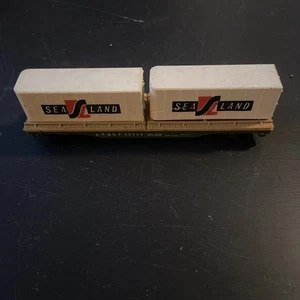 Tyco Ho flat Car With 2 Sea Land Containers - Picture 1 of 6