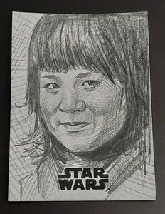2017 Topps Star Wars: Die letzten Jedi Rose Tico Sketchkarte von Angelina Benedetti - Bild 1 von 2