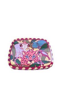 New Kids Plastic Zoo African Animal Colorful Plate Tray Rectangle Dinner Party - Picture 1 of 4