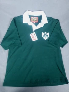 Camisa De Rugby Irlanda De Colección Para Hombres Grande L Verde Algodón Comerciantes Años 90 Nueva Con Etiquetas - Imagen 1 de 7