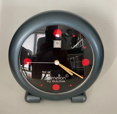 Vintage Benetton by Bulova Design Tischuhr 90er Jahre Made in France 25 cm hoch - Bild 1 von 4