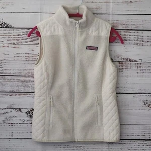 Vineyard Vines Martha's Vineyard Fleece Vest Women's Cream Full Zip XXS/XS - Picture 1 of 6