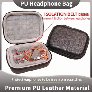 PU Headphone Bag Headphone Bag Pouch Earphone Bag Earphone Storage Case IEM Bag - Picture 1 of 15