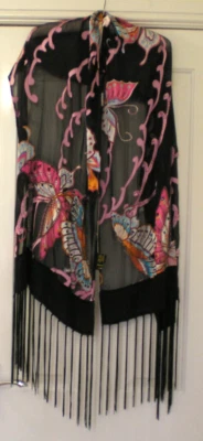 Mantón boho vintage Dreamkeeper multicolor lentejuelas con cuentas seda nuevo Foto 1 de 3