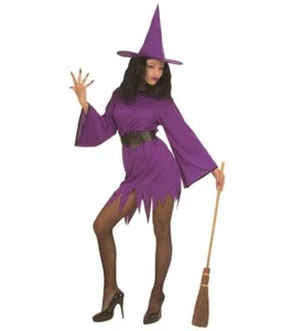 Disfraz de vestido elegante de bruja dama púrpura mediano Reino Unido 10 - 12 adultos - Imagen 1 de 1