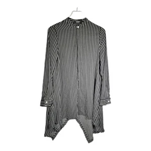 Kosmios schwarz-weiß gestreiftes Oversized Hemd mit Schlitz hinten Bandkragen Größe M - Bild 1 von 9