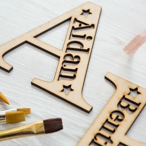 Personalised Wooden Name MDF Letter with Name - ANY LETTER & NAME Toy Box Plaque - Picture 1 of 4