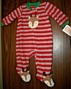 Boy Girl Carter's Christmas Reindeer Fleece PJ's Outfit Sz Newborn 3 Months NWT - Picture 1 of 4