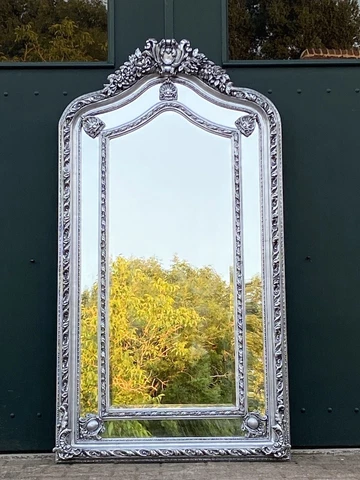 Large French Louis XVI Style Silver Leaf Floor/Wall mirror Cover