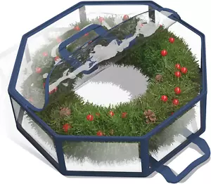 Wreath Storage Container - Clear Christmas Wreath Storage Bag, Dual Zipper and H - Picture 1 of 7