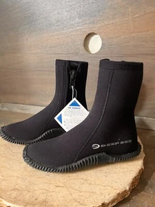 Deep See Womens Black Zip Up Scuba Shoes Boots Swimming Diving Sea Size 7 NEW - Picture 1 of 10
