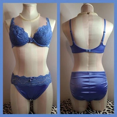 New Vintage Victoria's Secret Second Skin Classic Bra/ Panty Set 34C/ Sm - Image 1 of 4