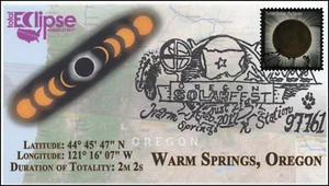 17-242, 2017, Total Solar Eclipse, Warm Springs OR, Event Cover, Pictorial Cance - Picture 1 of 1
