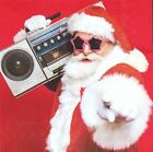 P570# 3 x serviettes en papier simple pour découpage Noël musique rock Père Noël