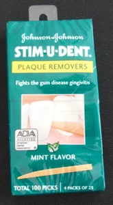 Johnson & Johnson Stim-U-Dent Plaque Removers NEW 100 mint fights gingivitis - Picture 1 of 2