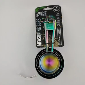 Thyme & Table 4-Piece Iridescent Stainless Steel Measuring Cup Set Rainbow HTF - Picture 1 of 4