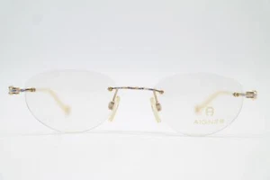 Vintage Brille Aigner EA 439 Gold Blau Silber Randlos Brillengestell eyeglasses - Picture 1 of 6