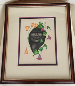 RALPH GUS KNIFFIN APACHE/SHOSHONE RARE ORIGINAL PAINTING FRAMED 20.5" X 17" 1996 - Picture 1 of 4