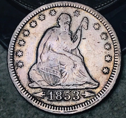 1853 Seated Liberty Quarter 25C RAYS ARROWS Choice 90% Silver US Coin CC18788 Cover