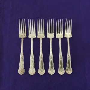 6 Piece Fork Silverplate Silverware 1910 By Elgin Muscatel Pattern 6 1/8" - Picture 1 of 7