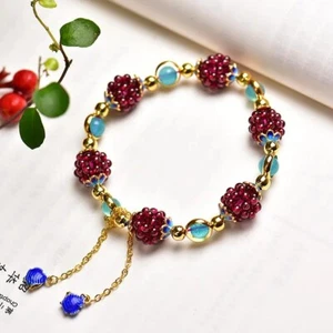 Garnet Amazonite Beaded Vintage Women Healing Reiki Protection Bracelet Gifts - Picture 1 of 3