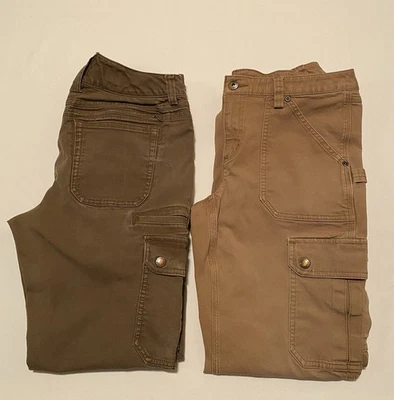 Lote de 2 calças de trabalho femininas Duluth Trading 6x31 marrom bronzeado carga curveetter - Imagem 1 de 4