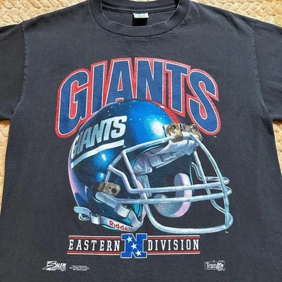 Camiseta New York Giants preta vintage década de 1990 reimpressão unissex AN62481 - Imagem 1 de 2
