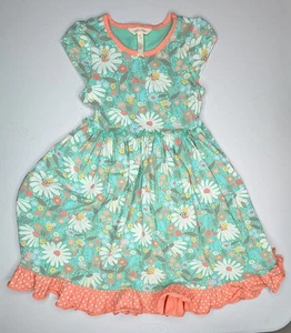 Matilda Jane dress; bee and flower; green and coral; size 8 - Picture 1 of 7