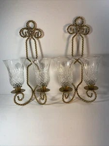 (2) Home Interiors Vintage Metal Twisted Rope Candle Holders/Wall Sconces - Picture 1 of 11