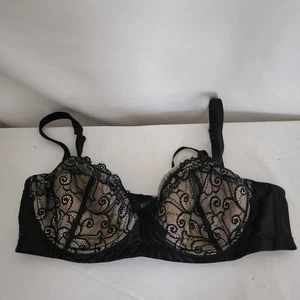 Sujetador de encaje negro Cacique 40D con aros espalda con cordones - Imagen 1 de 6