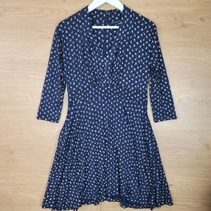 French Connection Ditsy Meadow V Neck Midi Dress Navy Blue Size UK 14 EU L - Picture 1 of 15