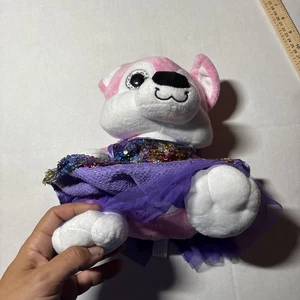 Small Pink Stuffed Wolf Plush With Sparkle Dress Little Girls 10” - Picture 1 of 4