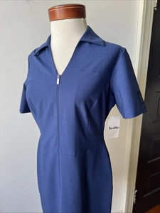 Vtg USAIR Sz 4P Flight Attendant Blue  Dress Short Sleeve Pockets NWT Twin Hill - Picture 1 of 15