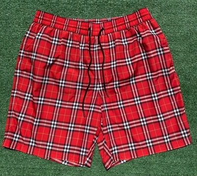 Burberry House Check Red Plaid Lined Swim Trunks W/ Pockets Men’s Size Medium Foto 1 de 4
