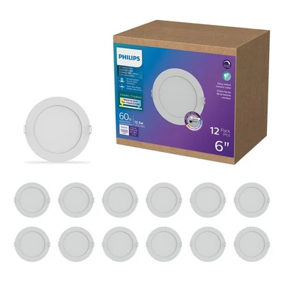 Philips 60W Slim 6-inch Canless Downlight 12-Pack Selectable White Multi-CCT ... - Image 1 of 4
