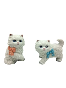 Vintage Two White Persian Cat Porcelain Figurines #1428 by Homco Home Interior - Picture 1 of 24