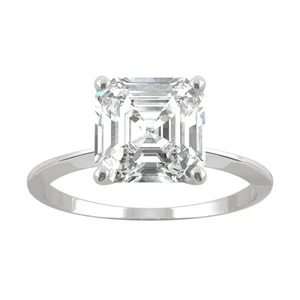 2.21 CT DEW Asscher Cut Lab-Created Moissanite Solitaire Engagement Ring - Picture 1 of 8
