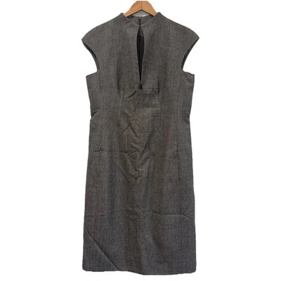Akris Women's Gray Mini Bateau Concealed Back Zip 100% Wool Dress Size 10 - Image 1 of 4