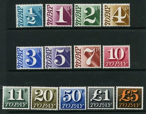 1970 1/2 P - £5 1. DEZIMALPORTO FÄLLIG U/POSTFRISCH SET. SG D77-89  - Bild 1 von 1