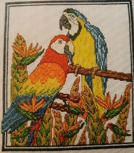 Cross Stitch "PARROTS" pattern ~ birds, macaws - Picture 1 of 1