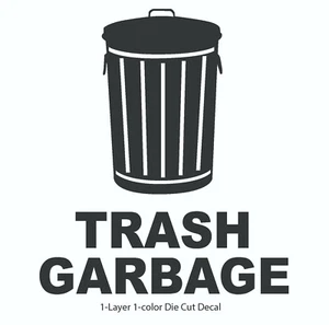 Letrero y texto de calcomanía de basura troquelada de 2" - 24" para contenedores - Imagen 1 de 9