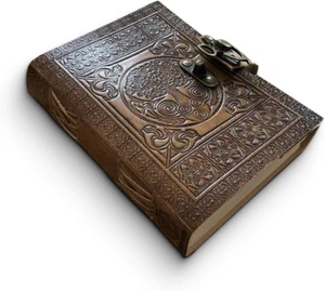 Cuaderno diario de cuero hecho a mano - Pasillo antiguo árbol celta de la vida embos... - Imagen 1 de 1