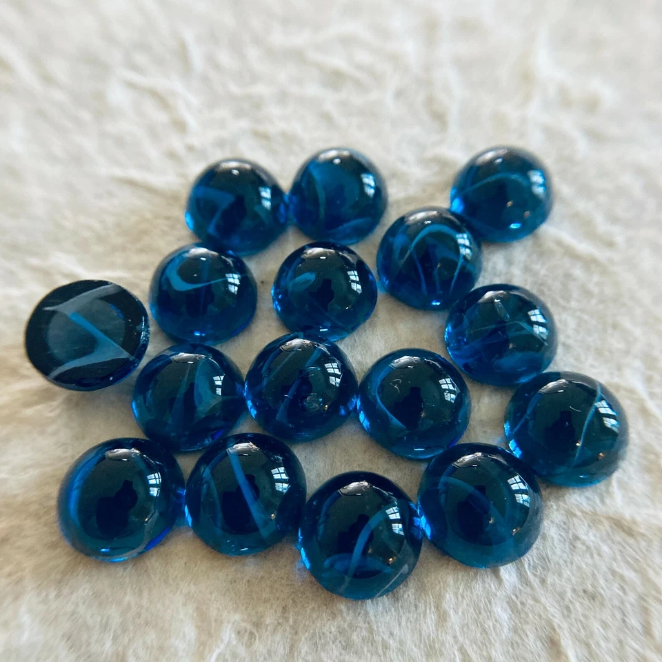 AM1139 Vintage glass cabochons 11mm round montana blue "flawed" unfoiled (16) - Image 1 of 1