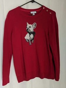Charter Club chihuahua Christmas Sweater Woman Lg Bling red Dog Bling - Picture 1 of 12