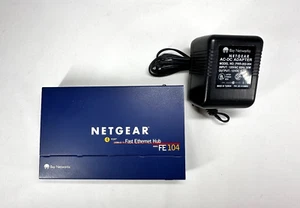 Netgear DS104-4 Port 10/100 Dual Speed Hub with OeM Power Adapter Preowned - Picture 1 of 9